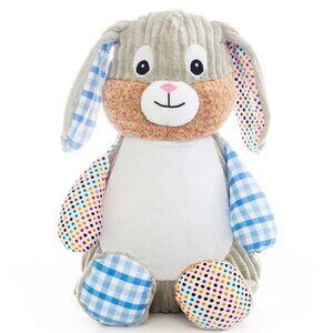 Bunny Rabbit Stuffed Animal -‎ Blue Patterned Stuffed Animal - Sensory Plush